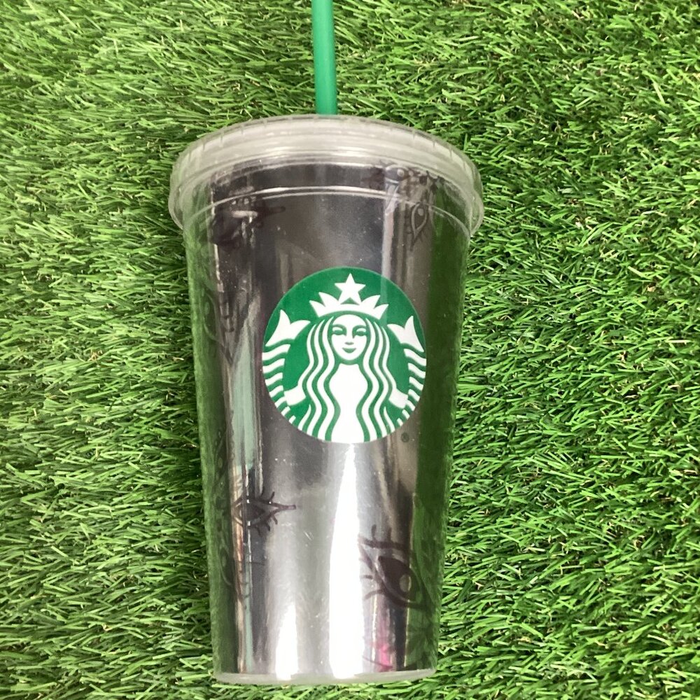 Starbucks Holiday Silver Poinsettia Mirror Grande Tumbler